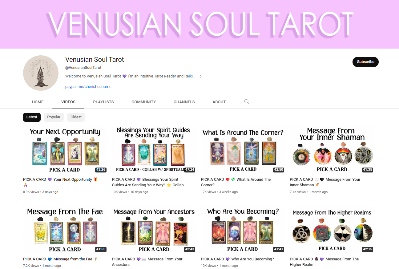 Venusian Soul Tarot YouTube channel